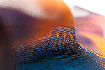 Abstract Mesh Wave with Vibrant Orange and Blue Gradient – Futuristic Digital Background for...