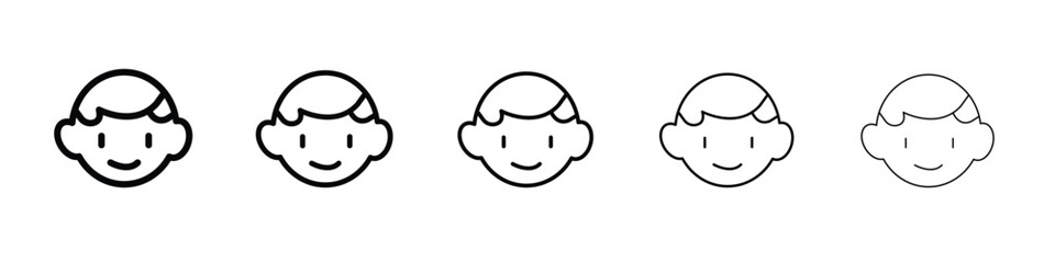 Child face icon vector Illustration style for mobile app, website ui designs