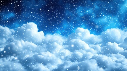 Winter Wonderland: Fluffy Clouds and Falling Snow