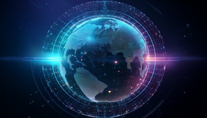 Obraz premium digital world globe concept of global network and connectivity on earth with high speed data
