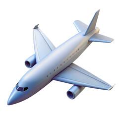 Modern silver passenger jet airplane in a top down perspective isolated on white