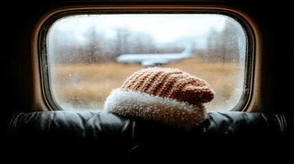 Woolly Hat on Train Window Ledge