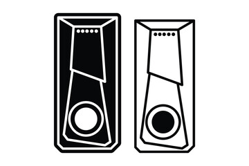 Naklejka premium Computer case desktop CPU art silhouette vector line art on white background