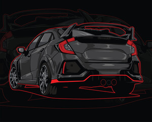 Sports car or supercar vector illustration