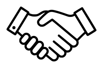 Minimalist vector illustration of a handshake symbolizing partnership, trust, and collaboration. Clean and modern design with bold outlines, perfect for business and corporate branding
