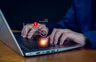 New email notification concept for business e-mail communication and digital marketing. Inbox receiving electronic message alert.