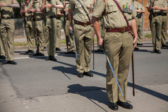 Army soldiers standing in ranks during the freedom of entry ceremony