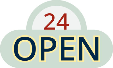 Online offline store 24 hours open sign vector illustration