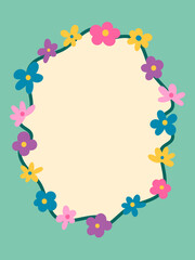 Floral Frame Illustration with Cute Colorful Flowers – Decorative Border Design