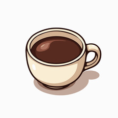 Illustration of a Cup of Coffee with Dark Brown Liquid on a White Background