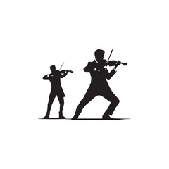 Fototapeta premium Standing Violinist Silhouette Vector