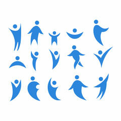 Abstract blue man for business logo decoration. set of vector illustrations. Icon on white background.