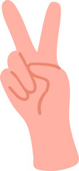 V-shaped hand motion vector illustration of peace, luck, and success