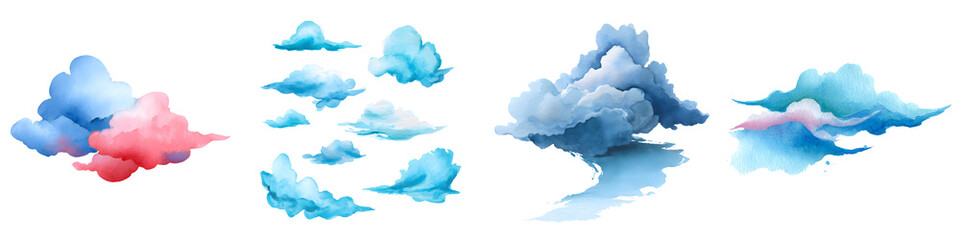 Watercolor Cloudscape Collection: Dreamy Sky Illustrations on White