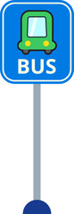 Bus Stop Sign with Blue Board Illustration