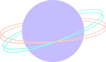 Minimal pastel planet with colorful orbit rings – dreamy space illustration © 소라 김