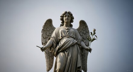 Angel Statue Holding Flower