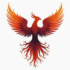 Fototapeta premium Majestic Phoenix Rising from Flames, a Symbol of Rebirth and Transformation Illustration