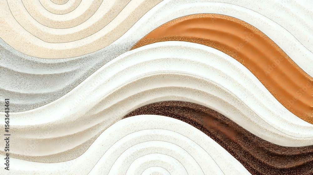 Aufkleber abstract wavy lines in cream, copper, and brown tones create flowing curved pattern with textured gr