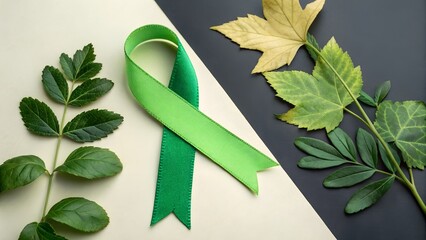 Green Awareness Ribbon with Text "National Minority Donor Awareness Day" on White Background