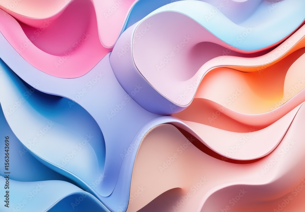 Poster generative ai illustration of colorful abstract background with pink and blue multicolored wavy surf