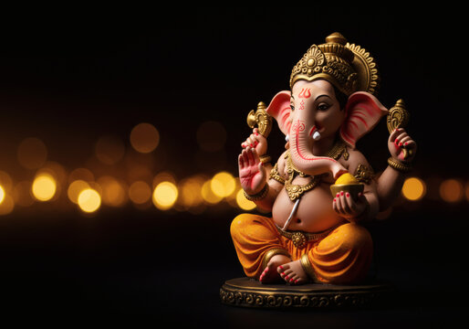 Traditional Ganpati Murti with Bokeh Effect
