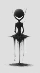 Dark and Mysterious Character with White Smile and Dripping Ink