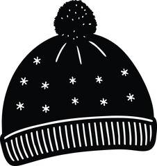 winter beanie hat silhouette vector illustration