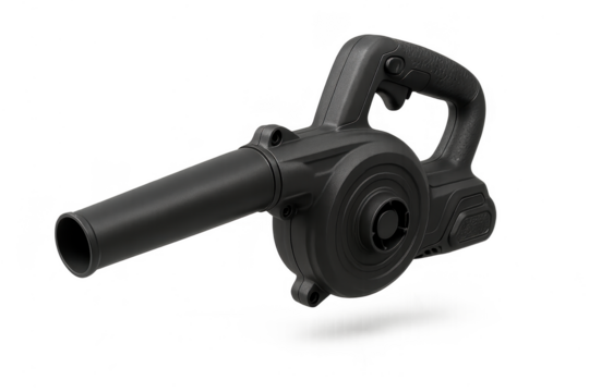 Powerful black cordless leaf blower isolated on transparent background, portable