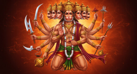 Panchmukhi Hanuman Illustration