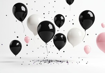 happy birthday typography black color vector design with birthday party element isolated on white background can be use for background, poster and template