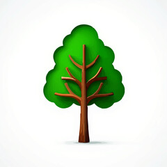 Green tree icon illustration on white backdrop

