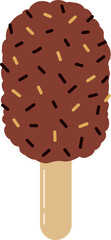 Delicious chocolate ice cream bar with sprinkles – fun summer dessert illustration for food and snack designs