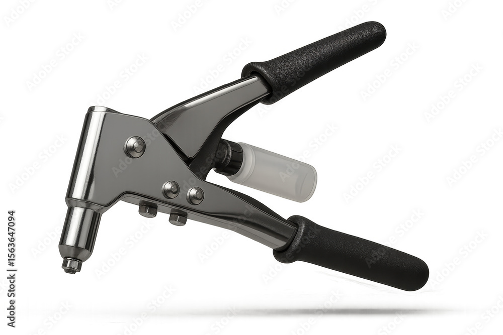 Poster professional rivet gun tool with black handles isolated on transparent background