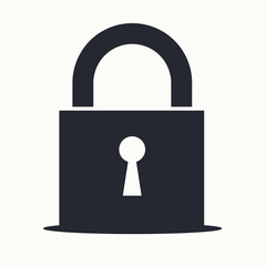 Simple Black Padlock Icon for Security and Protection in Flat Vector Design