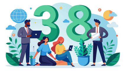 Corporate team discussing sustainability ini illustration for modern business and teamwork