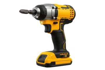 Cordless impact driver isolated on transparent background, powerful and modern