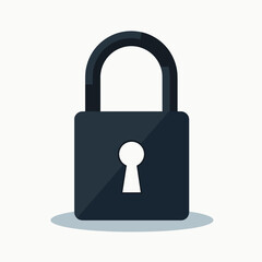 Simple Flat Design Illustration of a Black Padlock Representing Security and Protection
