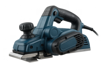 Electric planer power tool isolated on transparent background for woodworking