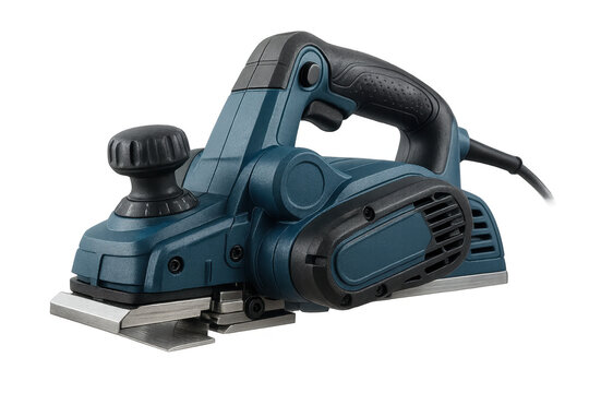 Electric planer power tool isolated on transparent background for woodworking