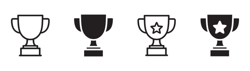 Trophy cup icon set, trophy cup award in flat style, vector illustration.