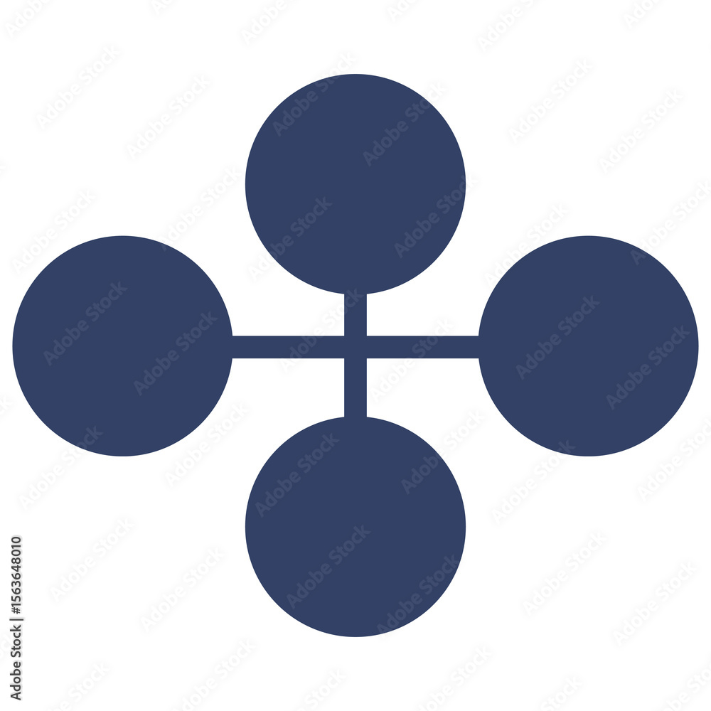 Poster flowcharts abstract vector illustration of four interconnected circles in a cross-like formation, fe