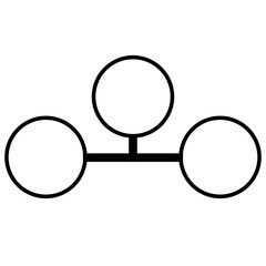 Abstract vector illustration of three interconnected circles, symbolizing connection, network, or teamwork, with a minimalist bold black line style.