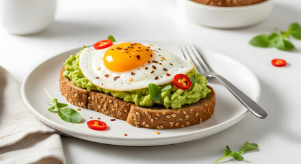 Healthy Avocado Toast with Fried Egg