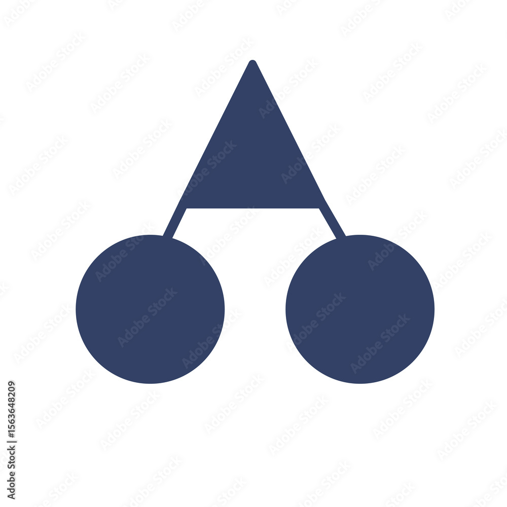 Poster abstract vector illustration featuring a minimalist design of two circles connected by a triangle, r