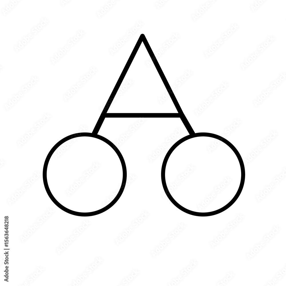 Poster abstract vector illustration of two circles connected by a triangle, representing a minimalist geome