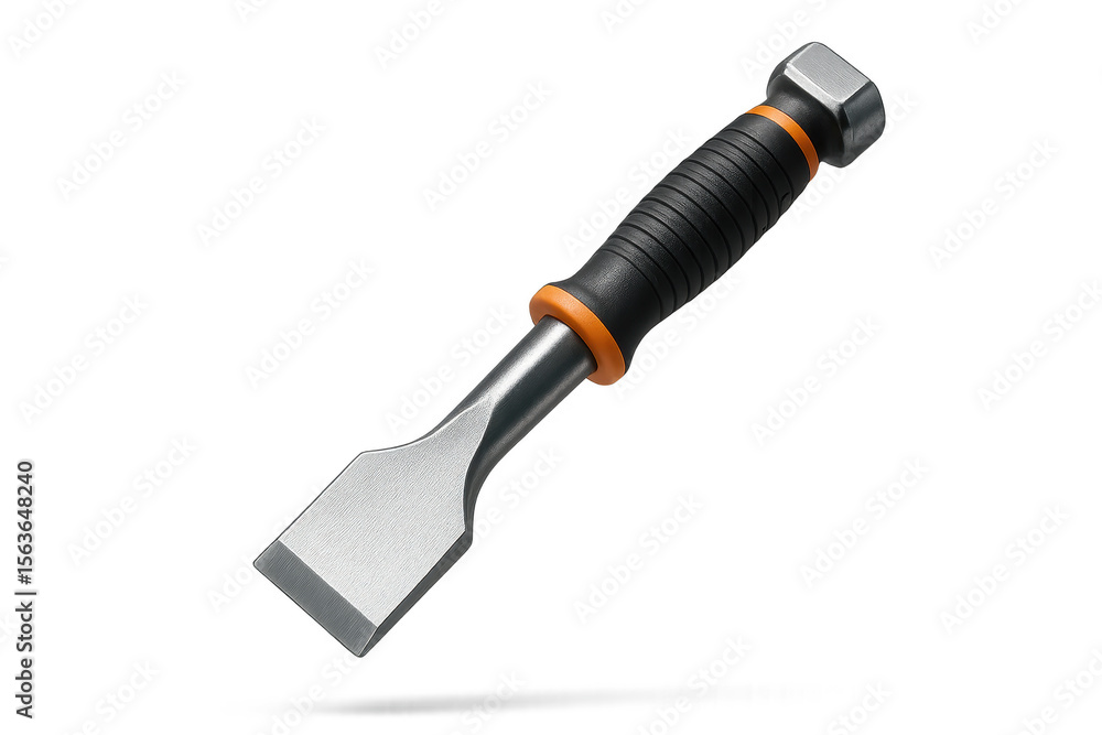 Poster robust chisel with ergonomic rubber grip isolated on transparent background