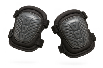 Pair of black work knee pads isolated on transparent background, protective gear