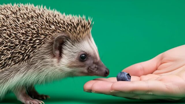 Hedgehog Sniffing Human Finger
