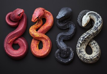 Obraz premium Series of snake photos focusing on venomous vipers